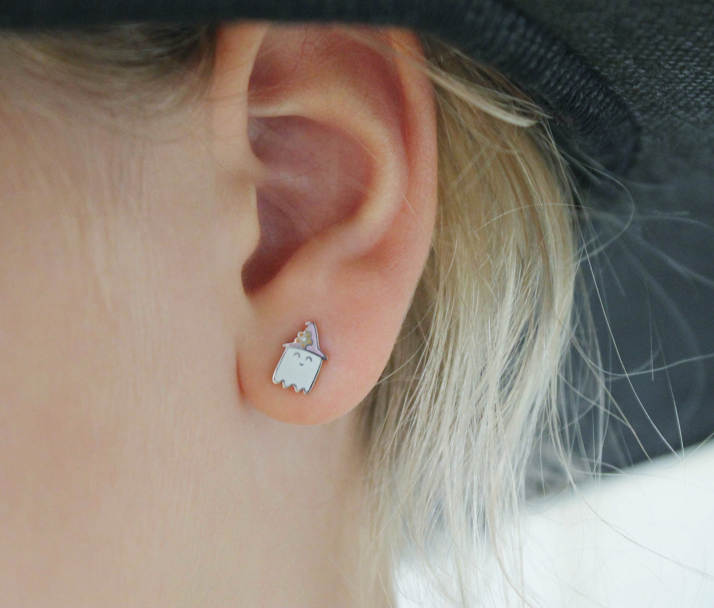 ghost witch stud earrings - Halloween stainless steel screwback earrings