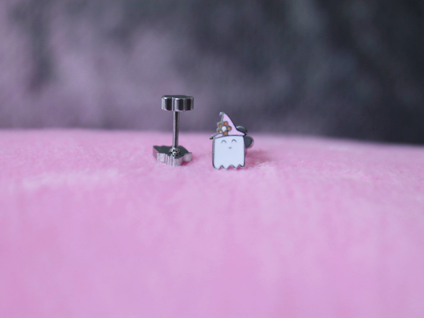 ghost witch stud earrings - Halloween stainless steel screwback earrings